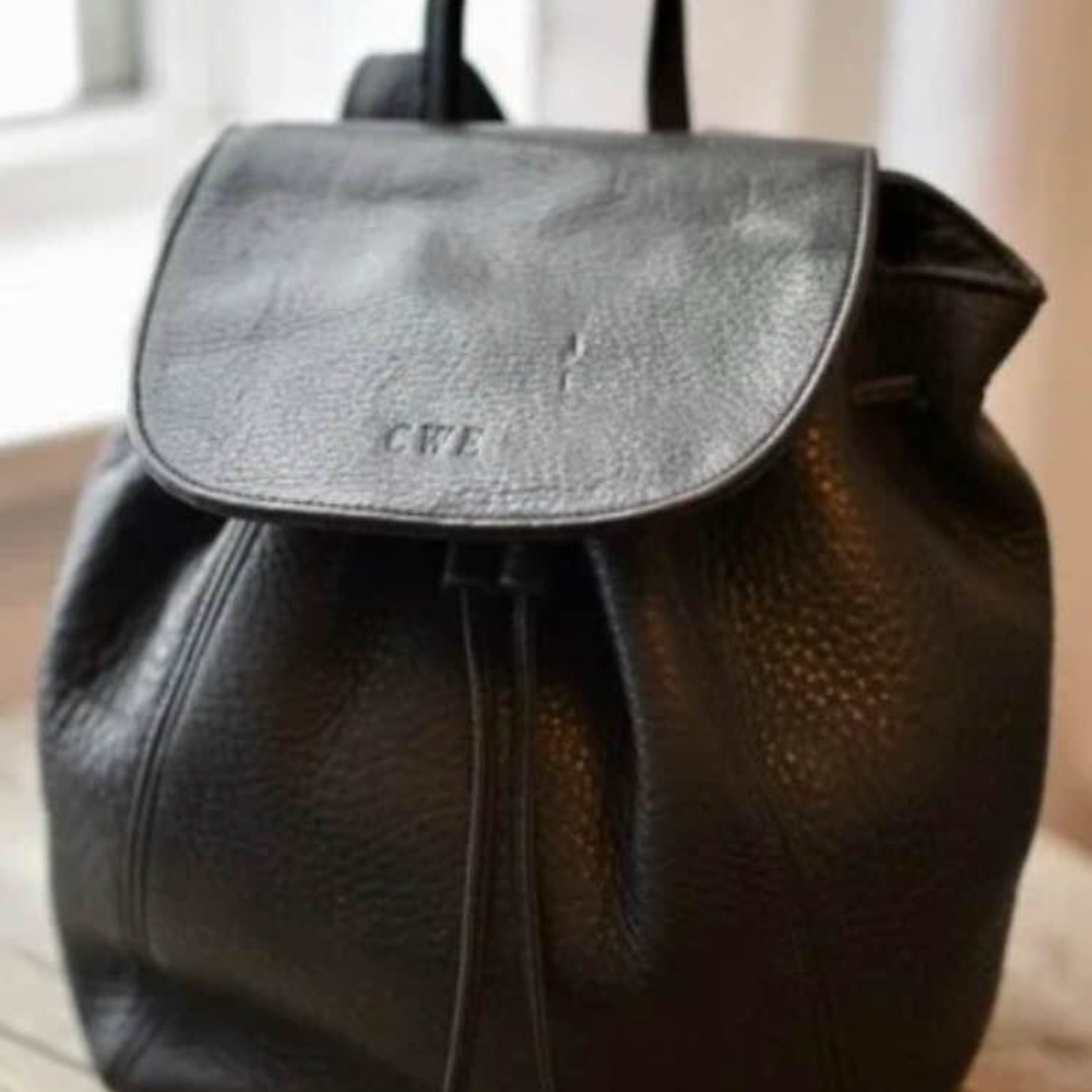 Coach Vintage Drawstring Monogrammed Backpack Pebbled Leather 90s collectible